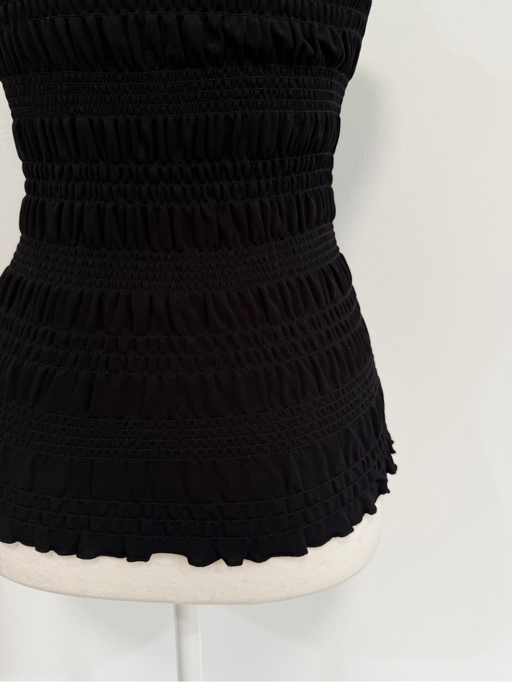 FRAME Smocked Knit Halter Top Black Sleeveless Mock Neck Size Small - Picture 6 of 6
